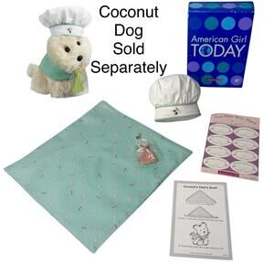 American Girl COCONUT COOKING ACCESSORIES Baking Chef Hat Scarf Cookie Toy BOX